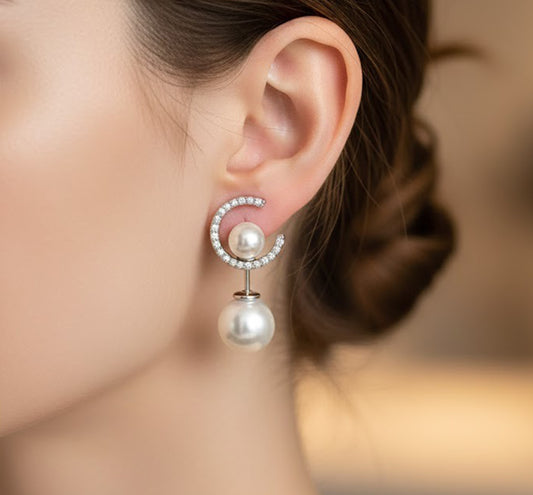 Elegant 925 Sterling Silver Pearl Drop Earrings for Women