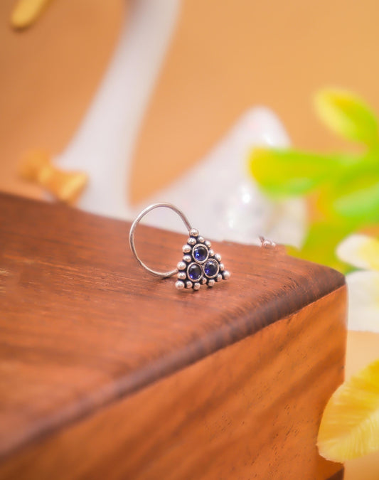 Tri Bead Cluster Silver Nose Pin