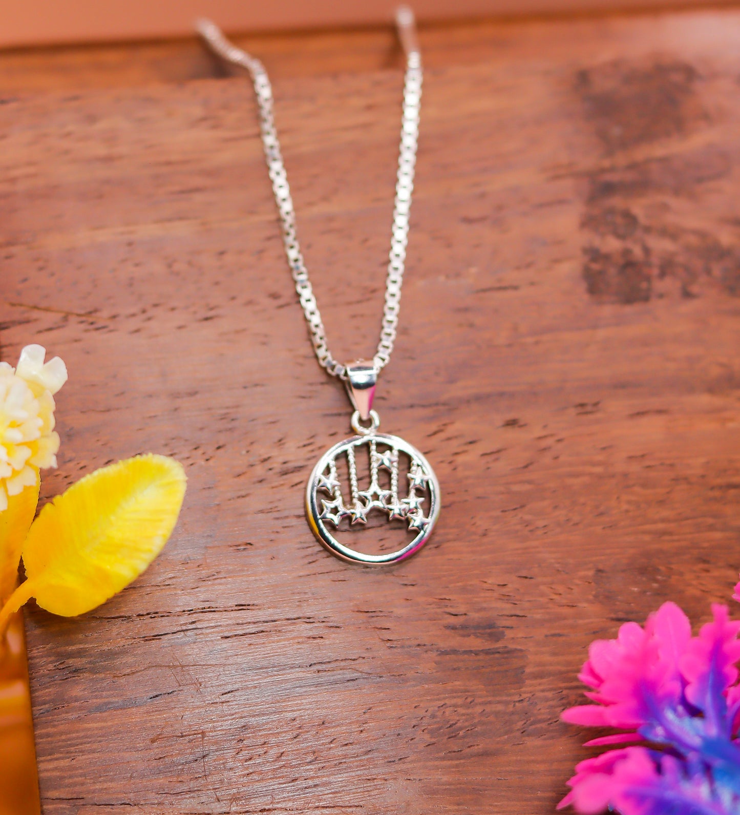 Sacred Hand Circle Silver Pendant