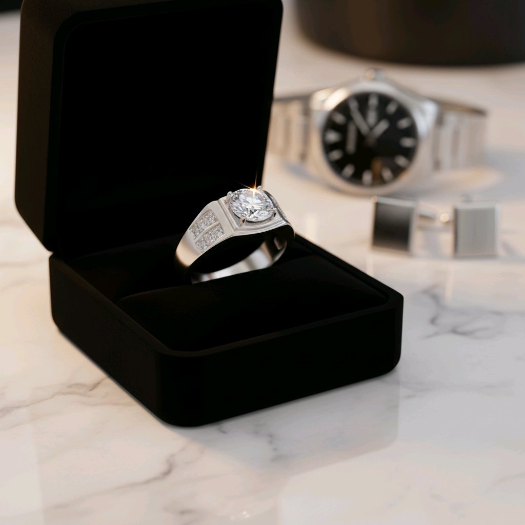 Men’s Premium Silver Solitaire Ring – Luxury Statement Design