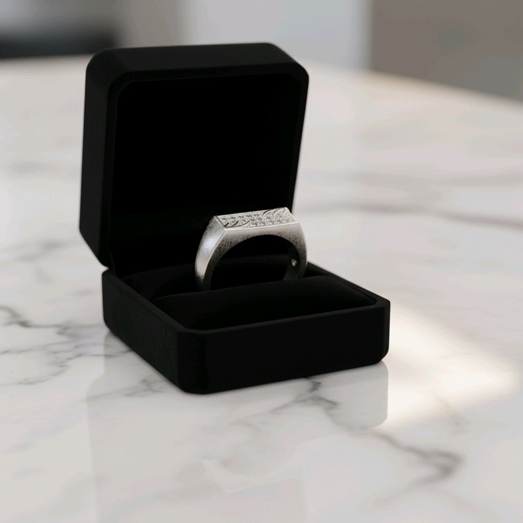 Crested Pavé Silver Statement Ring