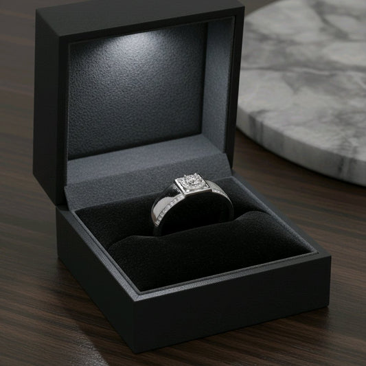 Royal Crest Solitaire Silver Ring