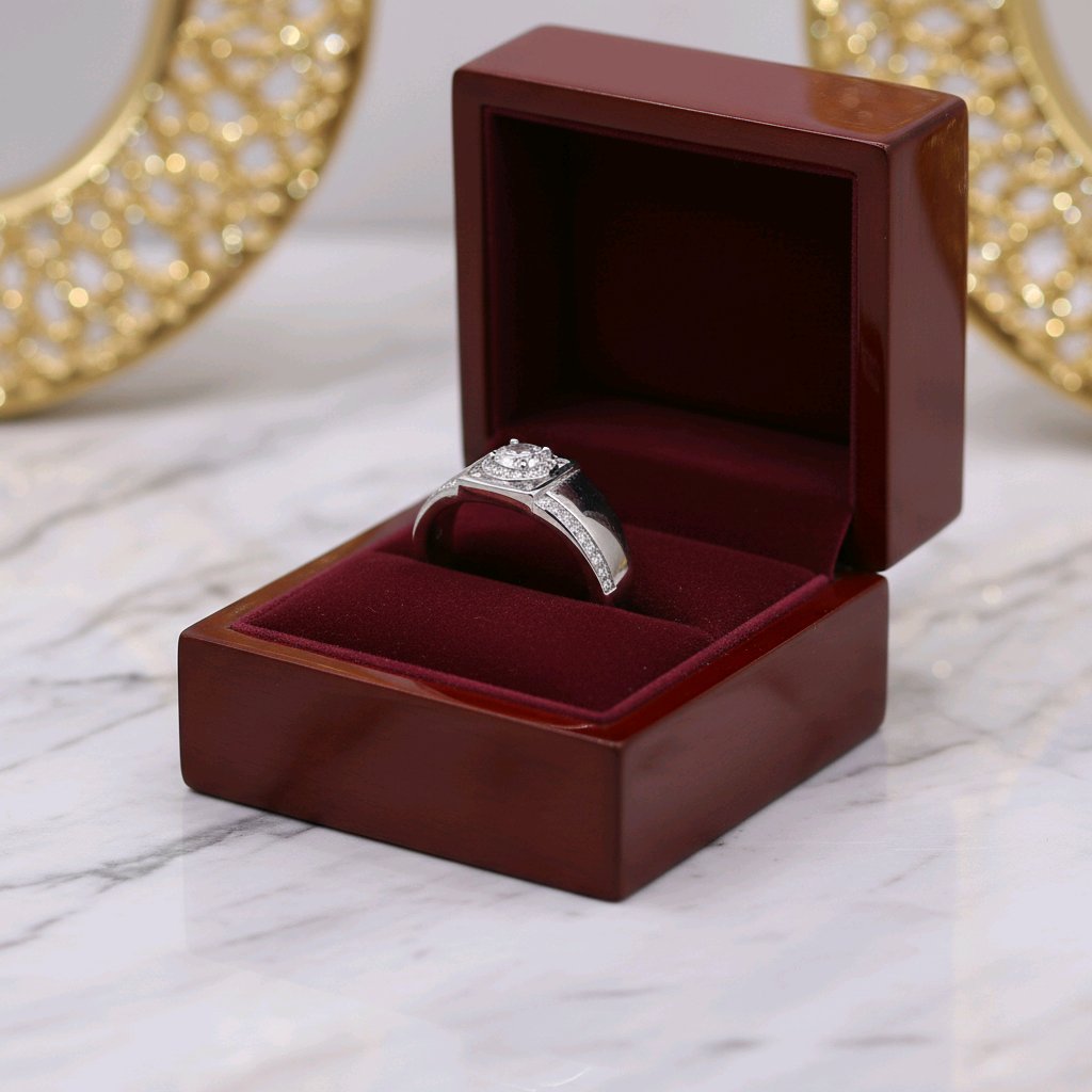 Royal Crest Solitaire Silver Ring