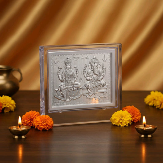 Laxmi Ganesh Pure Silver Frame for Home & Office