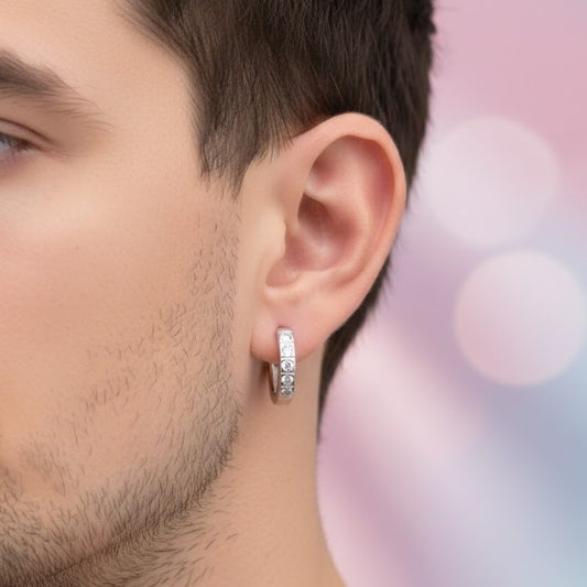 Silver Stone-Set Hoop Earrings – Minimal Sparkle