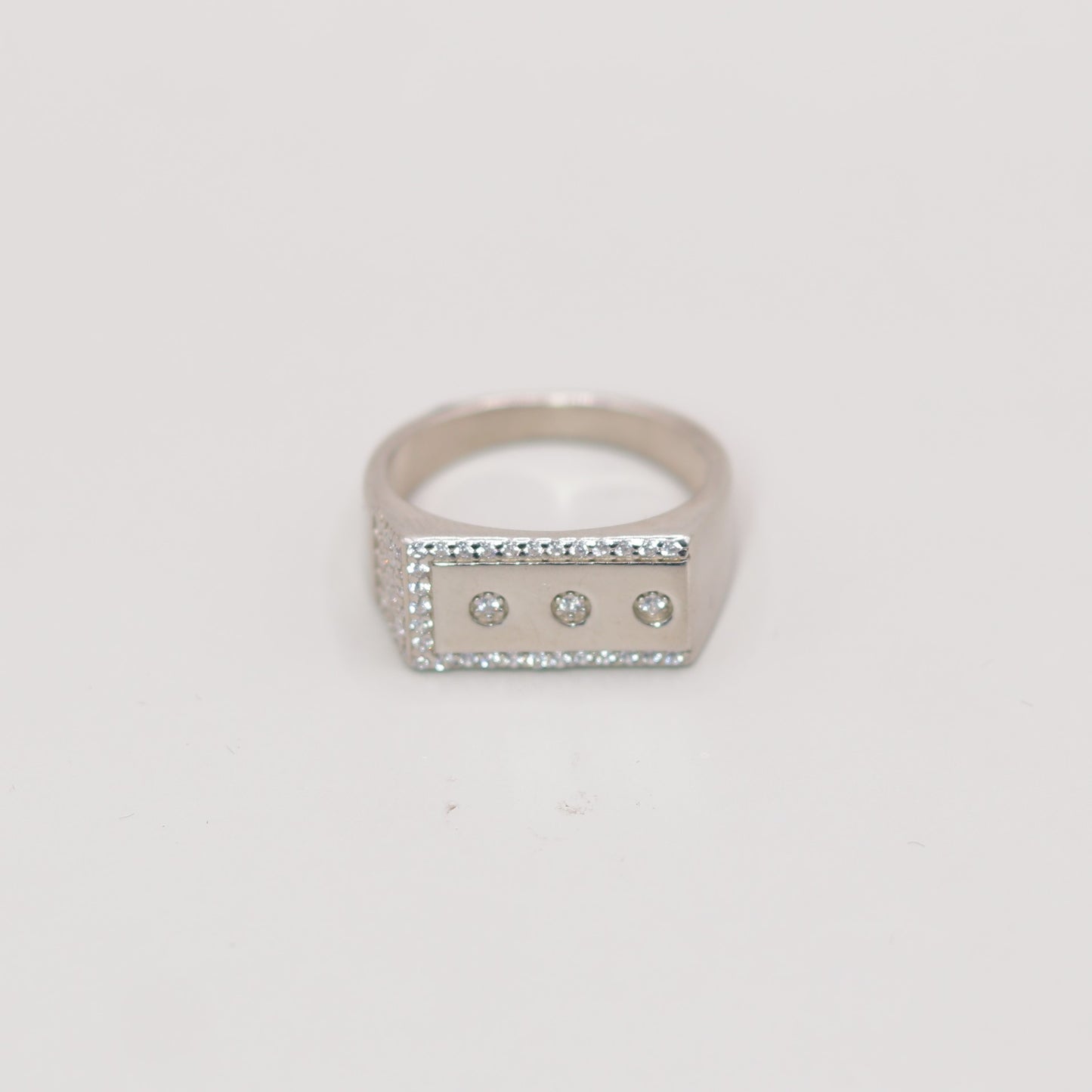 Premium Triple-Stone Silver Men's Statement Ring