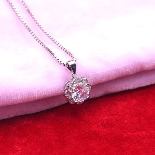 Crystal Blossom Silver Pendant Set