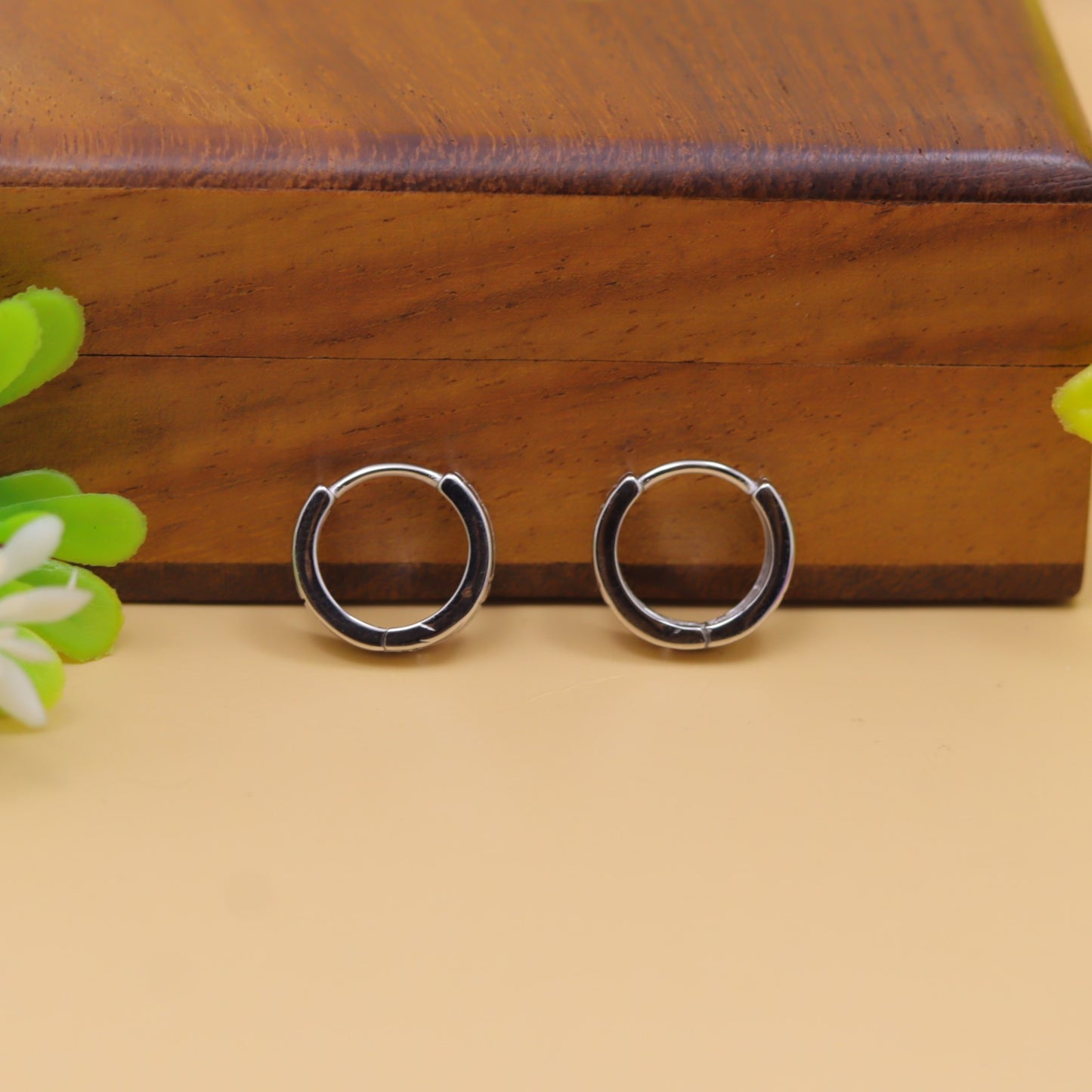 Minimal Patterned Silver Hoop Earrings
