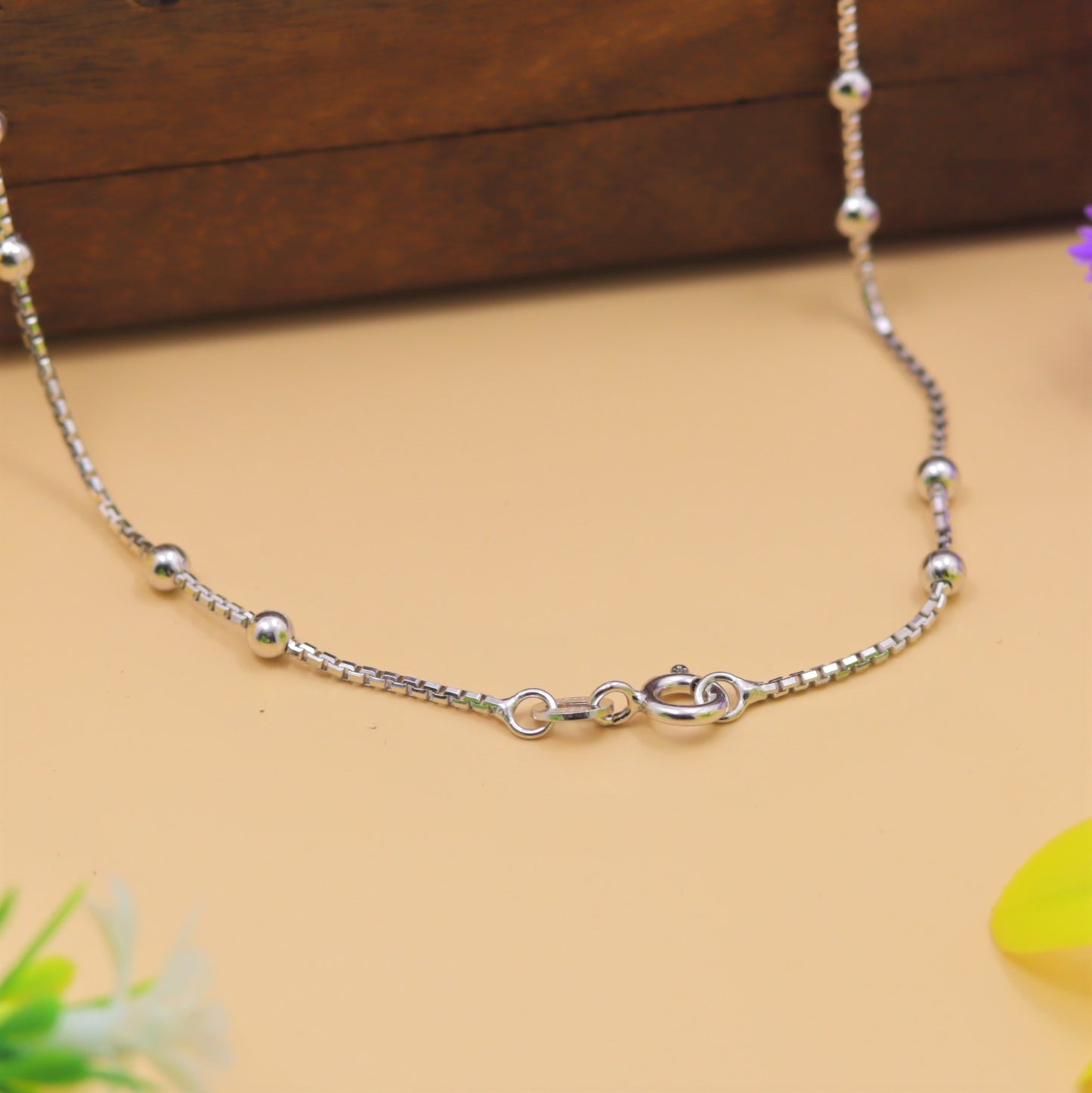 Classic Beaded Style 925 Silver Chain