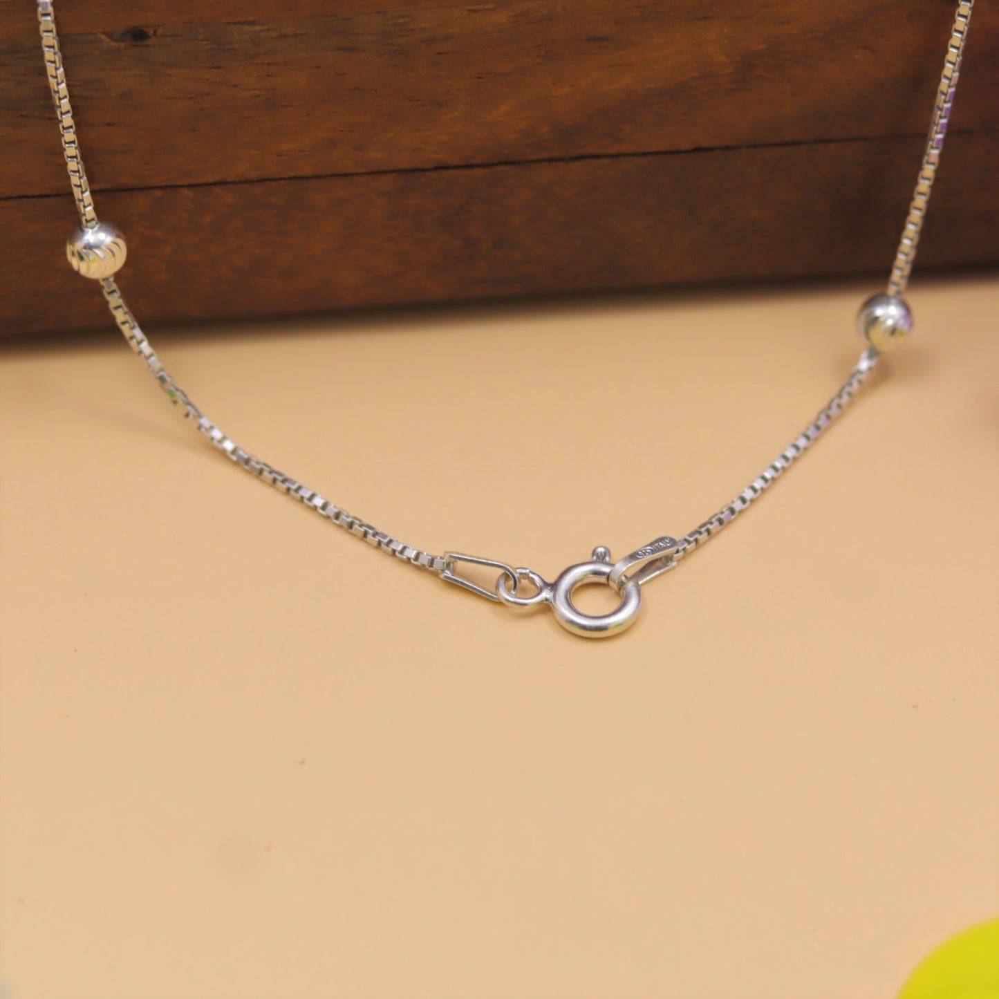 Minimal Beaded Silver Chain