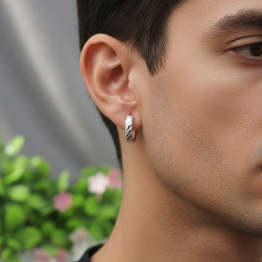 Twisted Silver Hoop Earrings