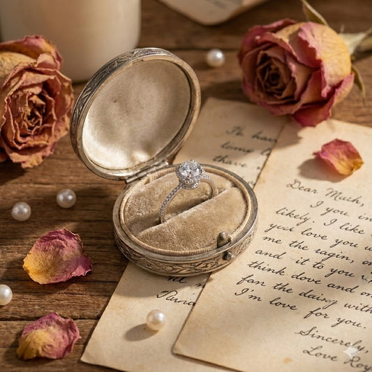 Timeless Halo Solitaire Silver Ring