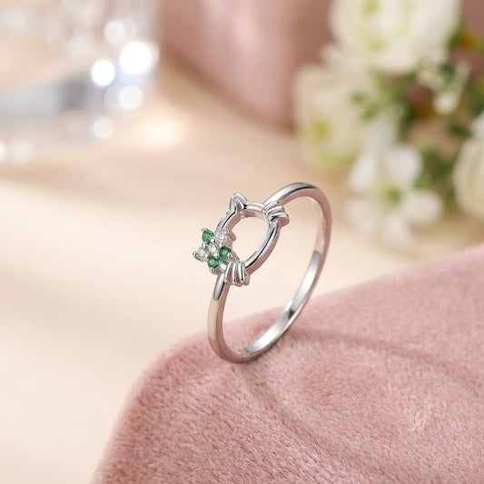 Timeless Halo Solitaire Silver Ring