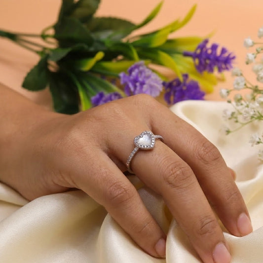 Eternal Heart Halo Silver Ring
