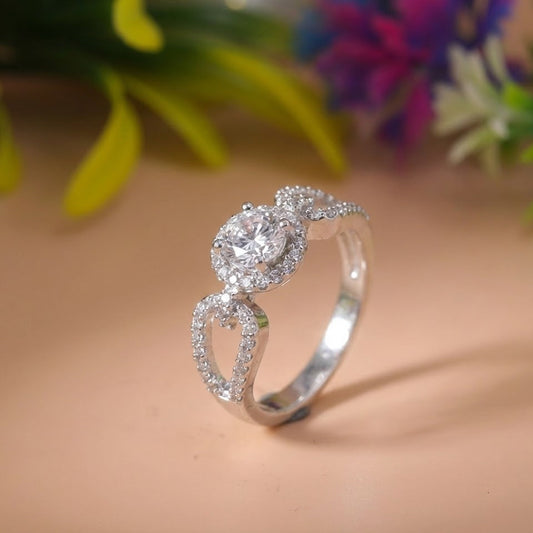 Elegant Double Halo Silver Ring