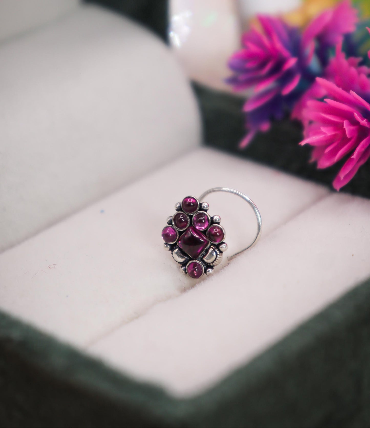 Royal Bloom Silver Nose Pin