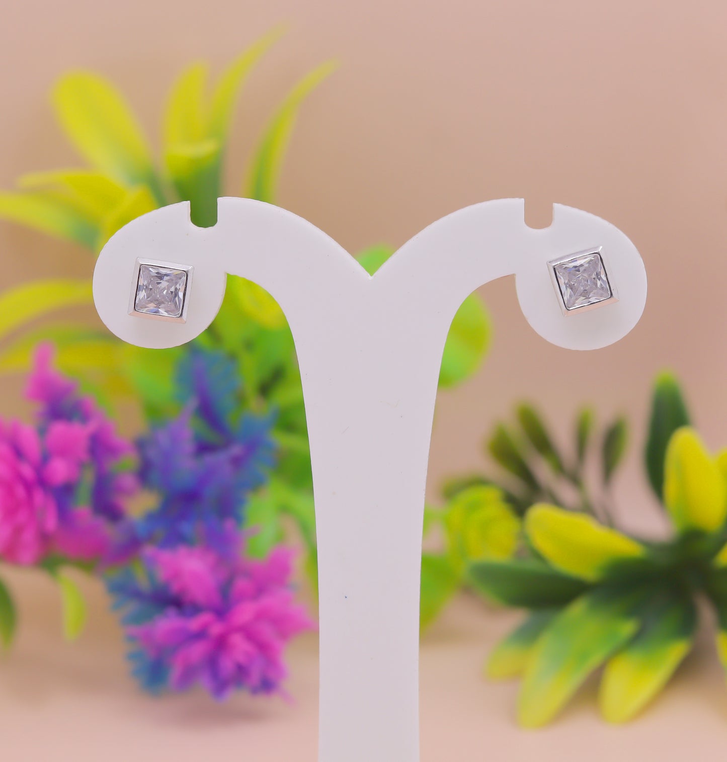 Classic Square-Cut Silver Stud