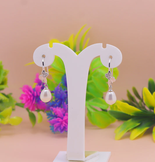 Elegant Pearl Drop Silver Earrings