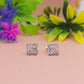 Square Floral Diamond-Style Silver Stud Earrings