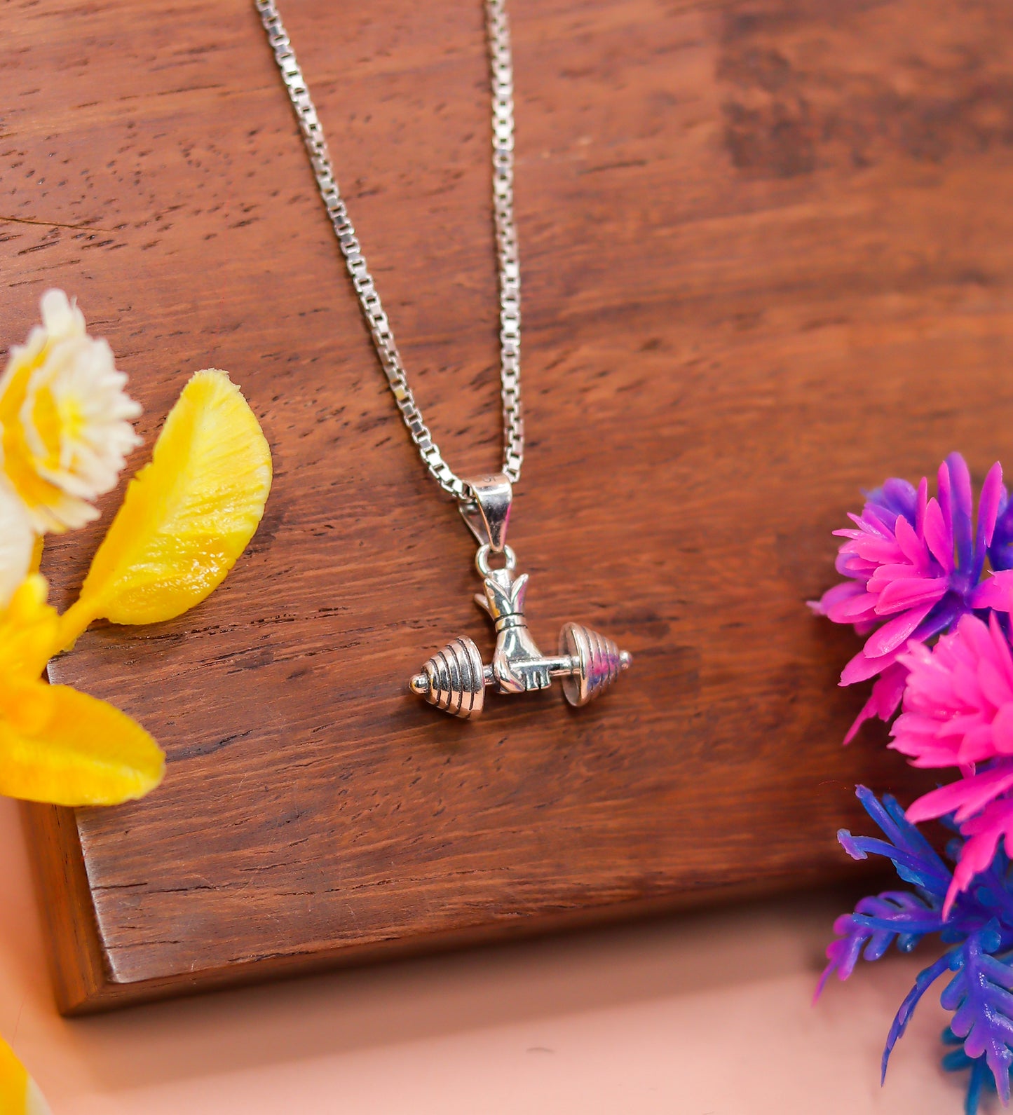 Men’s 925 Sterling Silver Dumbbell Pendant