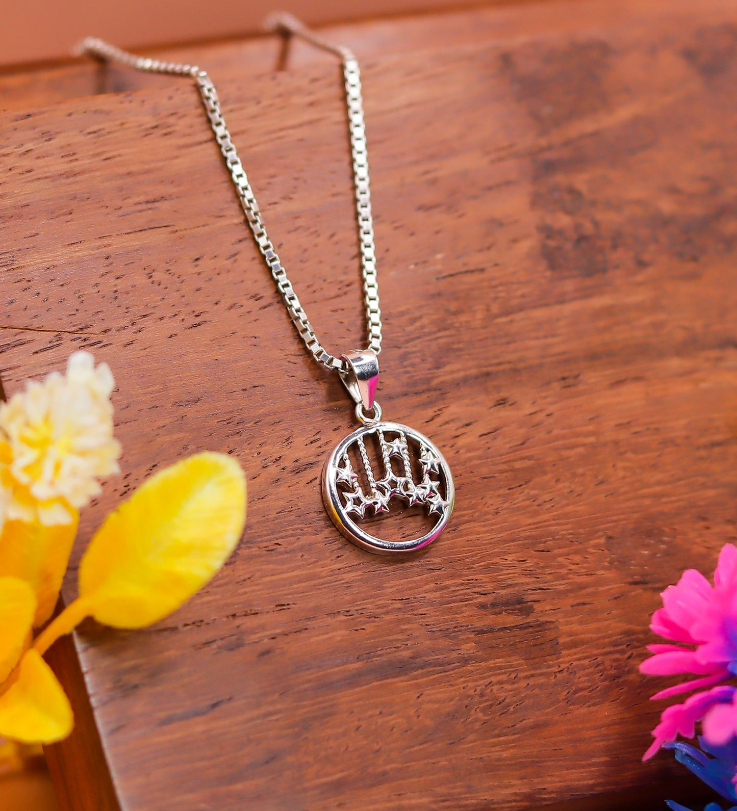 Sacred Hand Circle Silver Pendant