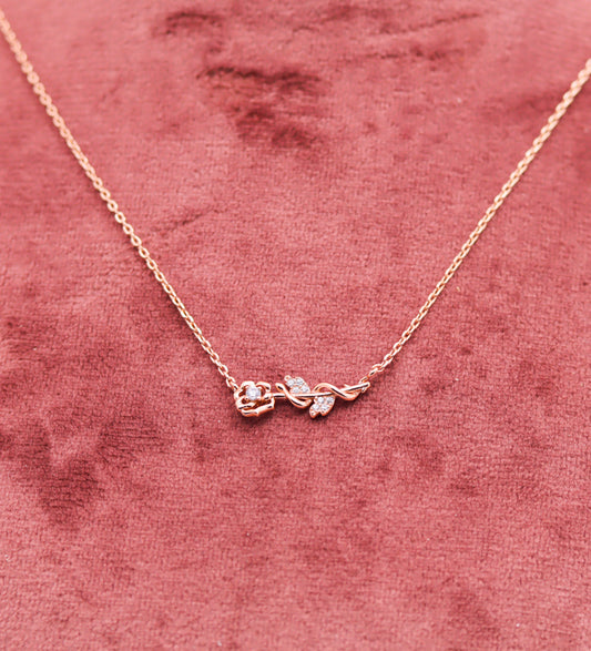 Elegant Infinity Heart 925 Silver Rose Pendant Chain