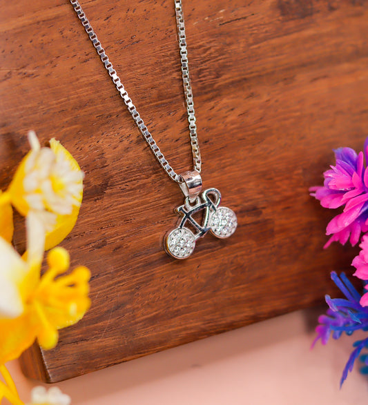 Stylish Bicycle Charm Pendant in 925 Sterling Silver
