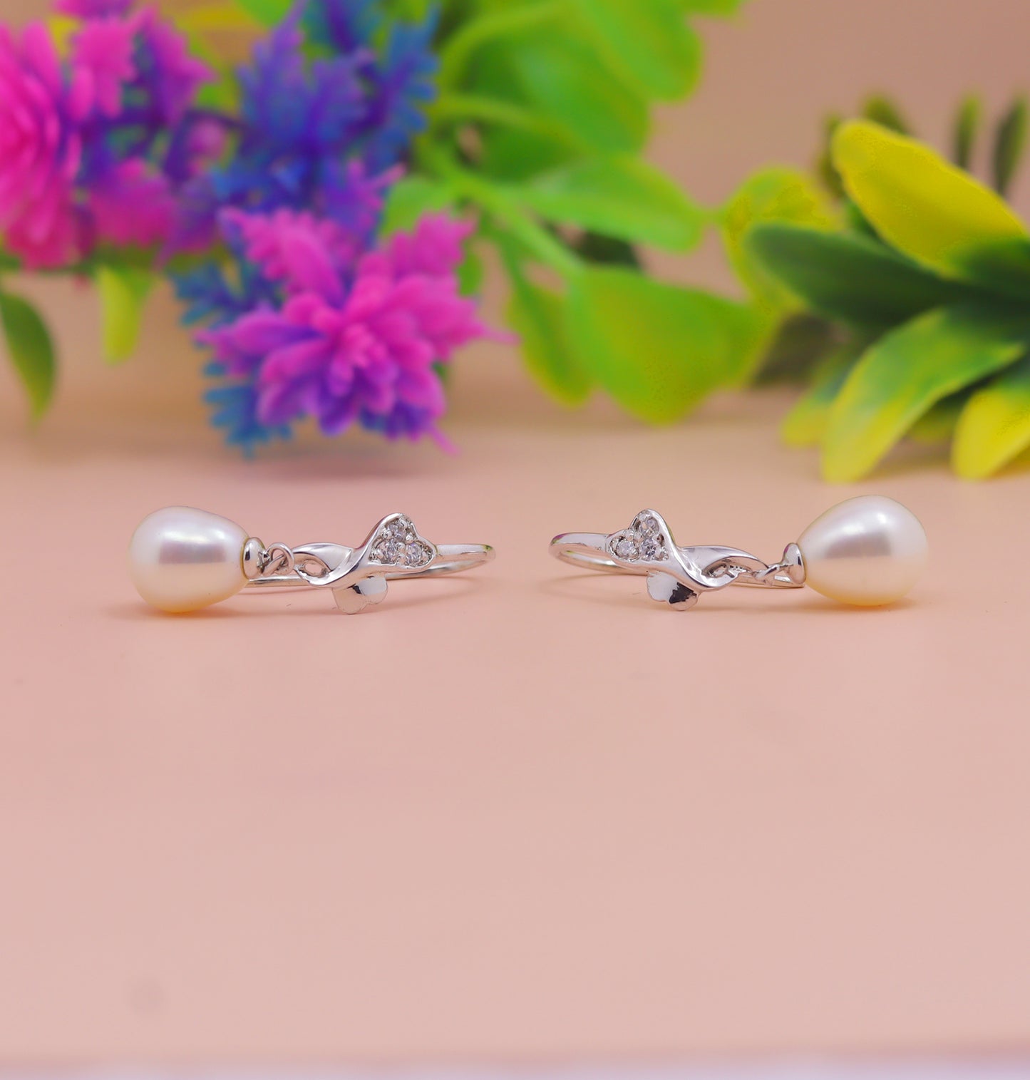 Elegant Pearl Drop Silver Earrings