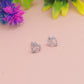 Floral Heart Silver Stud Earrings