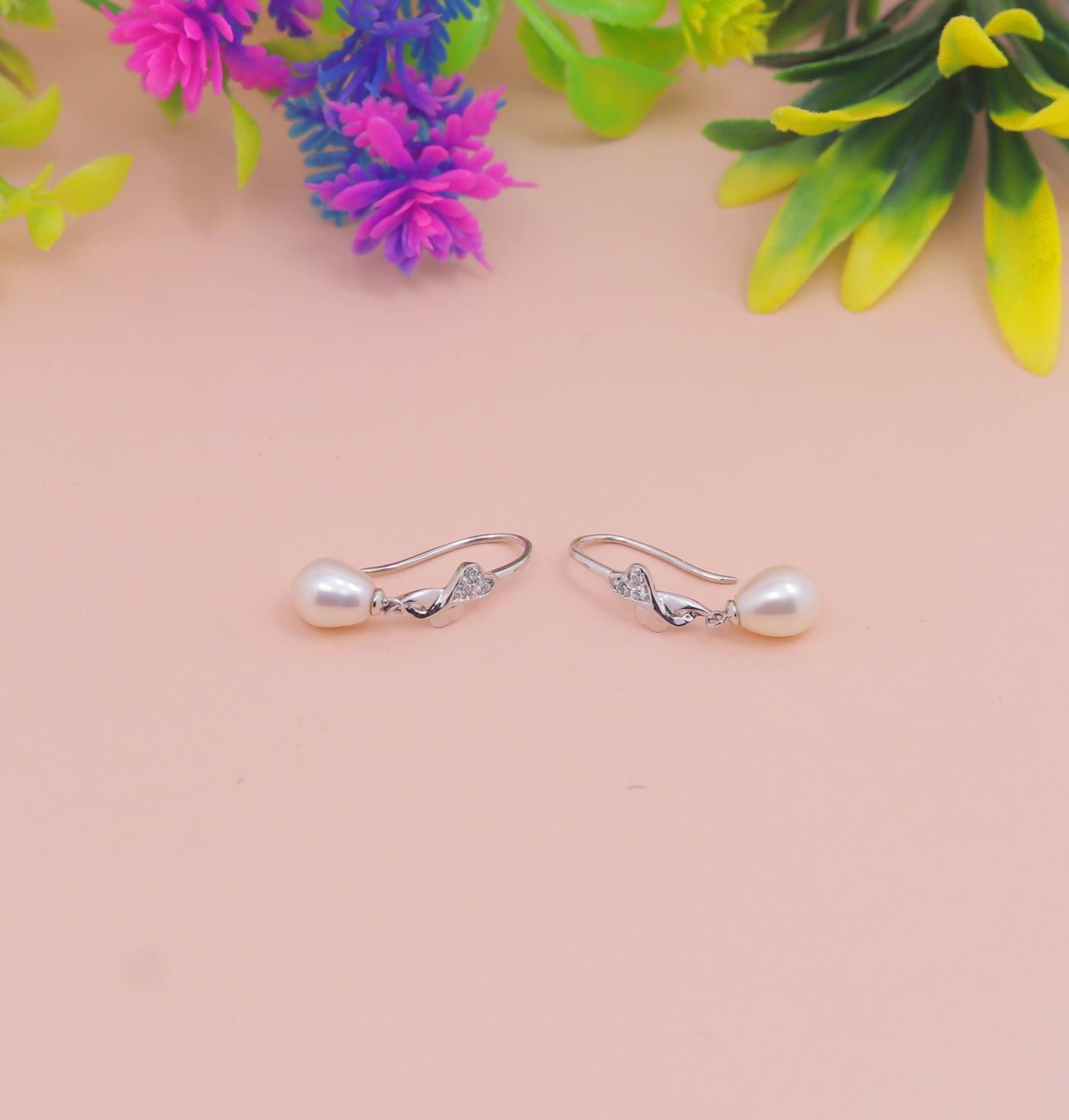 Elegant Pearl Drop Silver Earrings