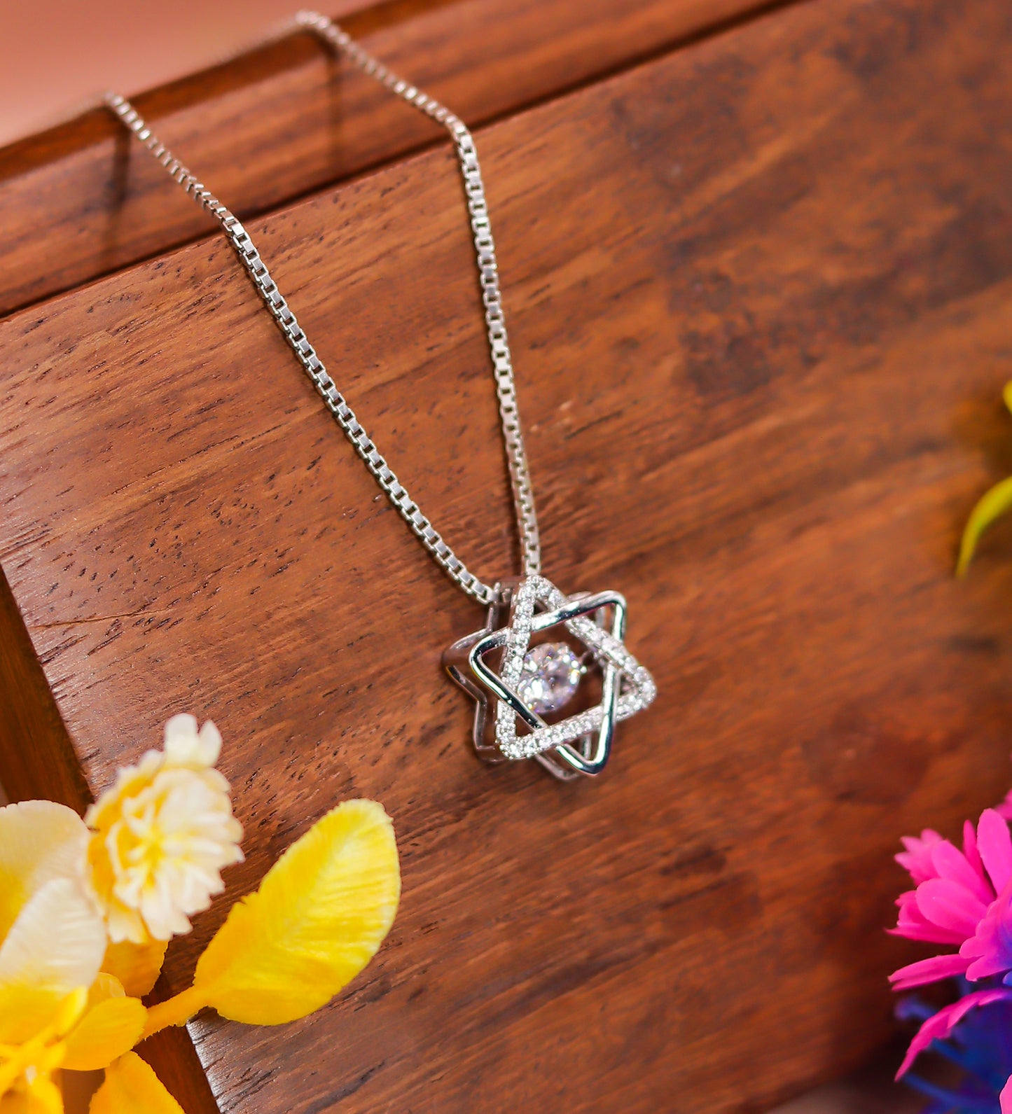 Celestial Star Crystal Silver Pendant