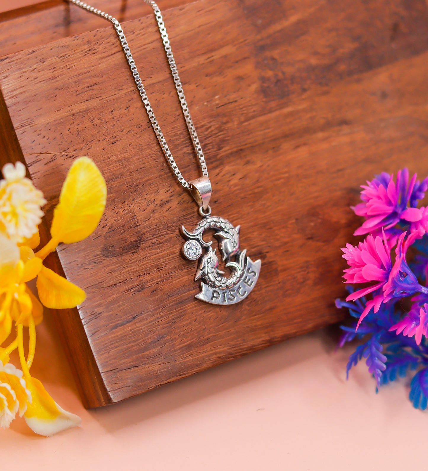 925 Sterling Silver Pisces Zodiac Pendant