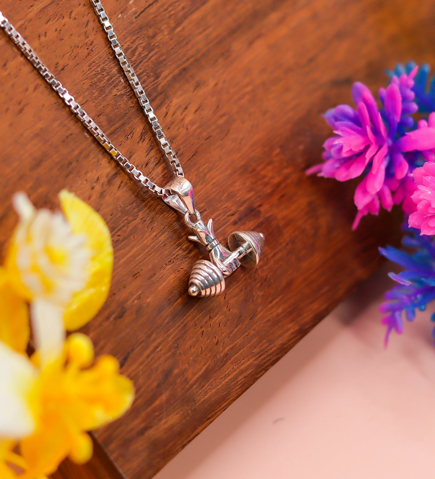 Men’s 925 Sterling Silver Dumbbell Pendant