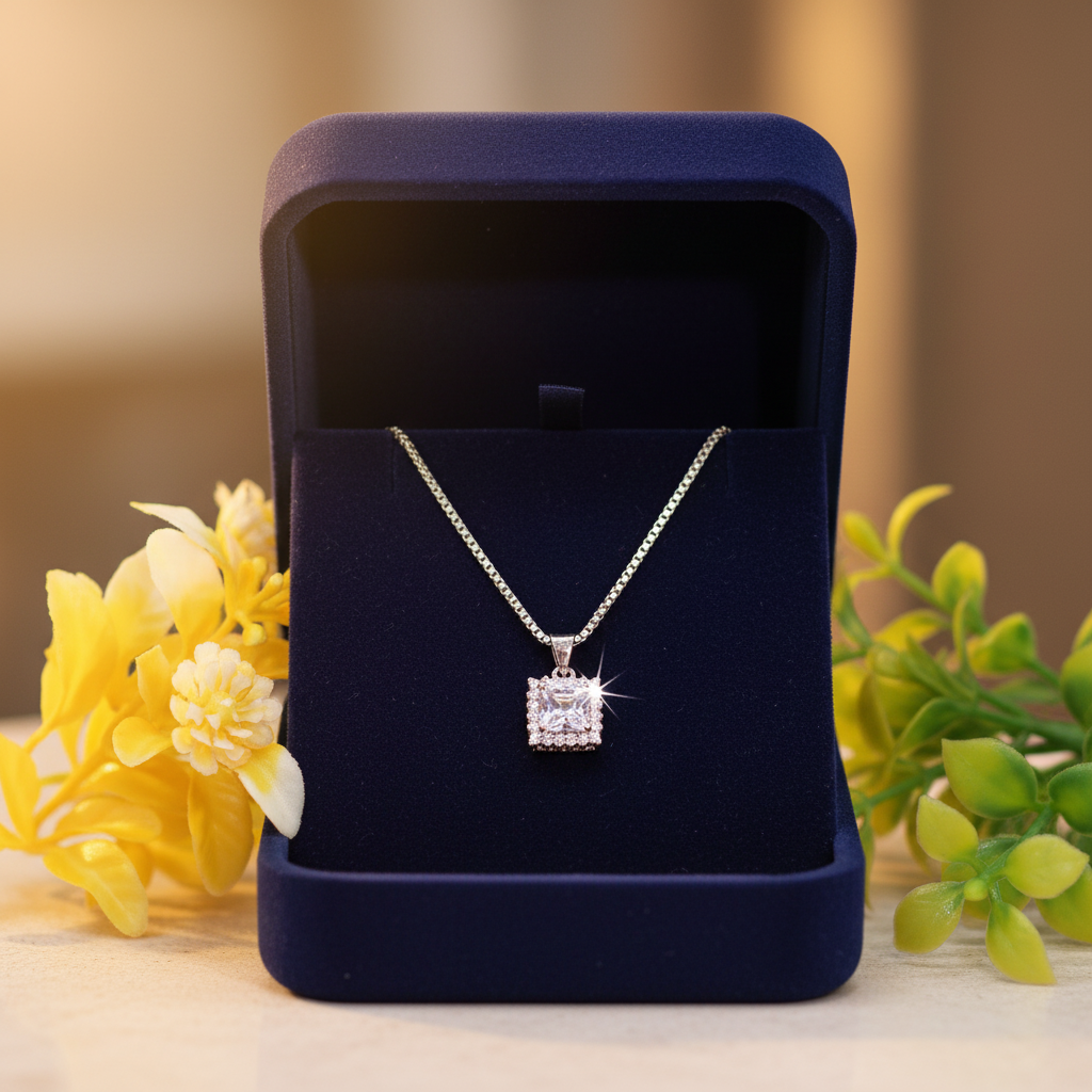Elegant Silver Square-Cut Pendant
