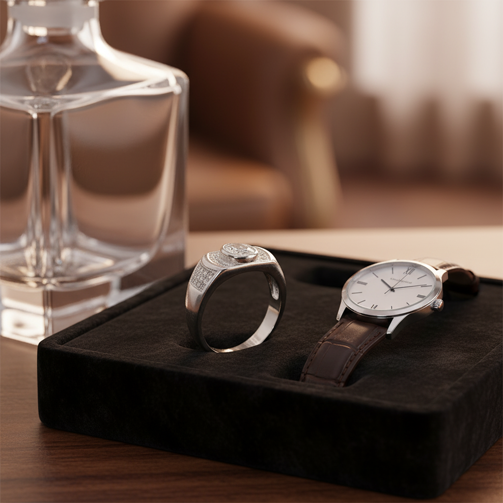 Luxury Silver Men’s Oval-Cut Sparkling Ring