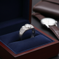 Luxury Silver Men’s Oval-Cut Sparkling Ring