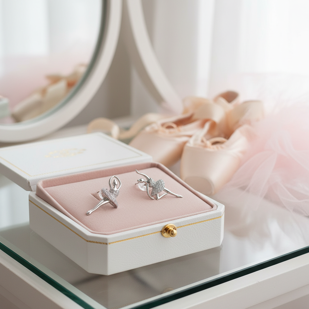 925 Sterling Silver Ballerina Earrings – Sparkling Stone Design