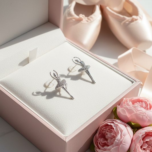 925 Sterling Silver Ballerina Earrings – Sparkling Stone Design