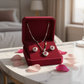 Premium Silver Ruby Stone Pendant Set