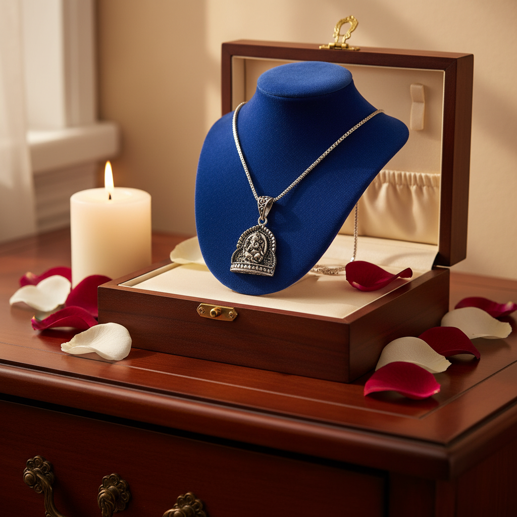 Oxidised Silver Lord Ganesha Pendant