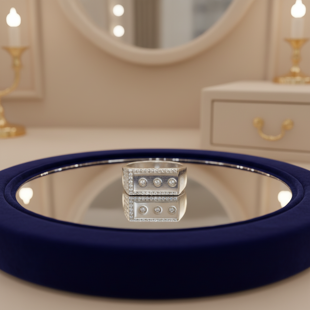 Premium Triple-Stone Silver Men's Statement Ring