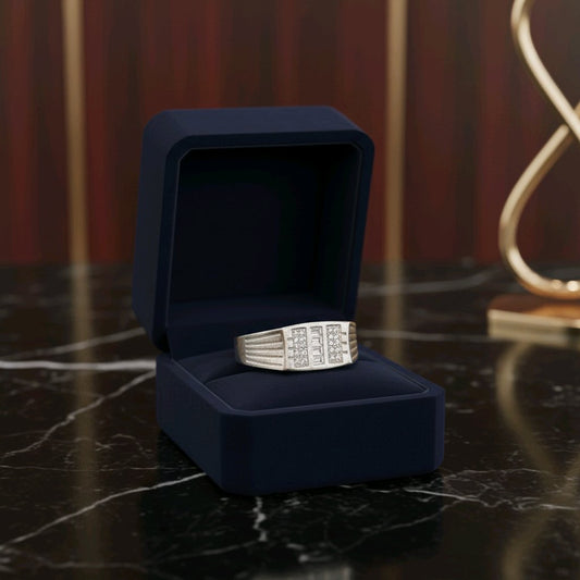 Geometric Stone-Set Silver Statement Ring