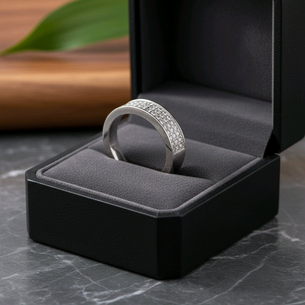 Men’s Silver Stone Ring – Premium Boxed Design