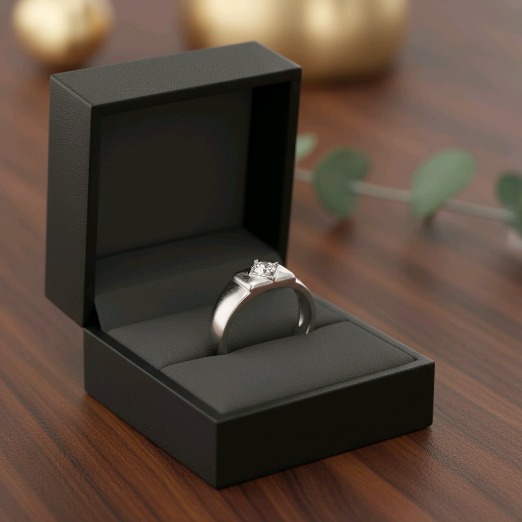 Men’s Silver Solitaire Style Ring – Classic & Elegant Design
