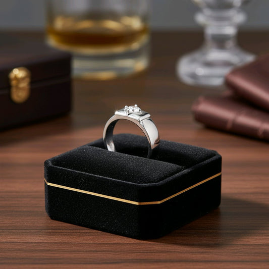 Men’s Silver Solitaire Style Ring – Classic & Elegant Design