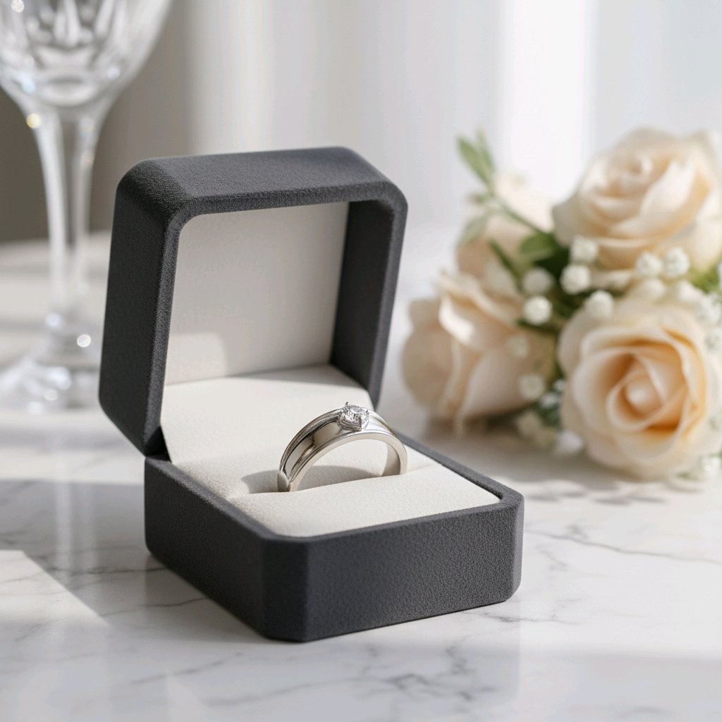 Men’s Silver Single Stone Ring – Minimal Classic Design