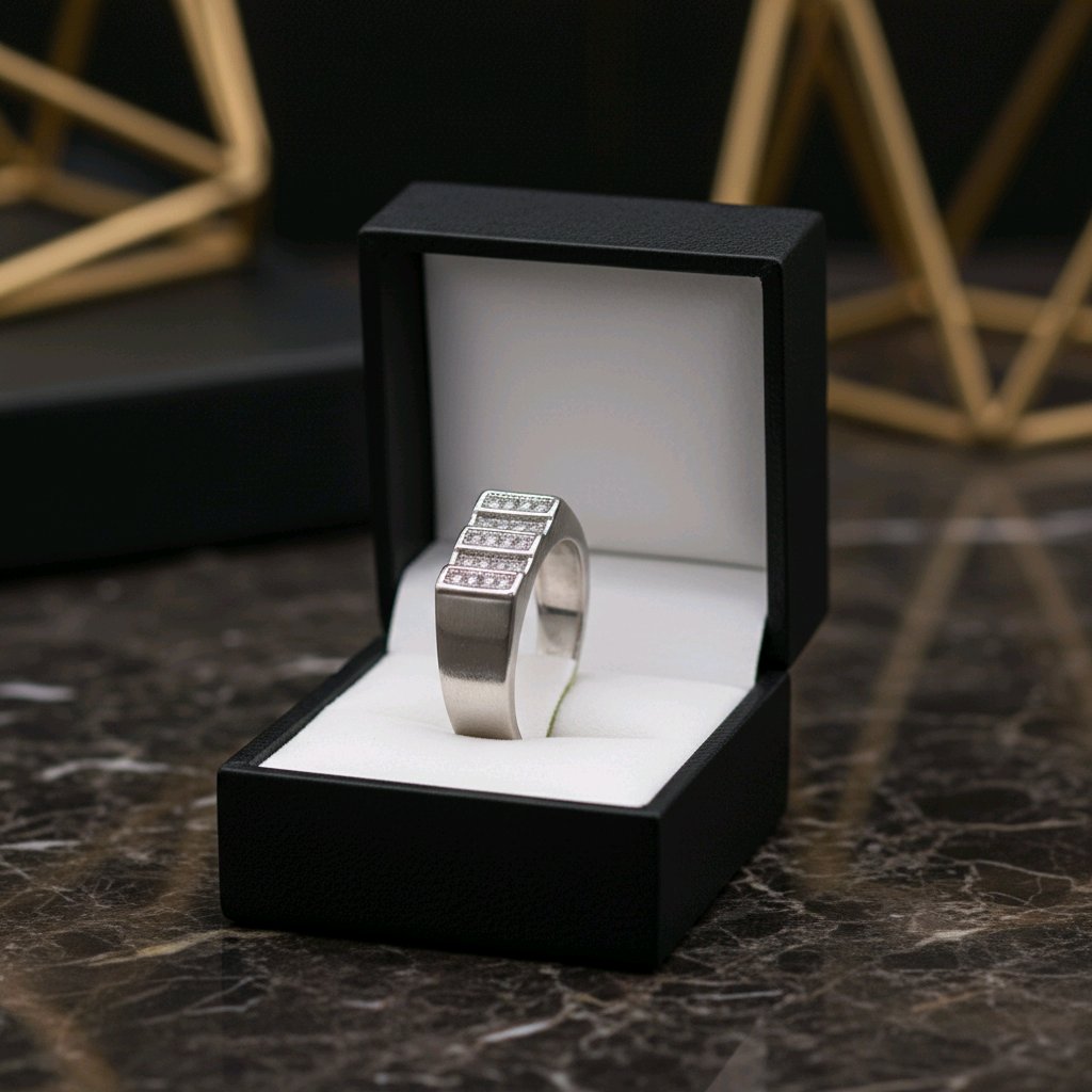 Executive Row-Set Silver Statement Ring