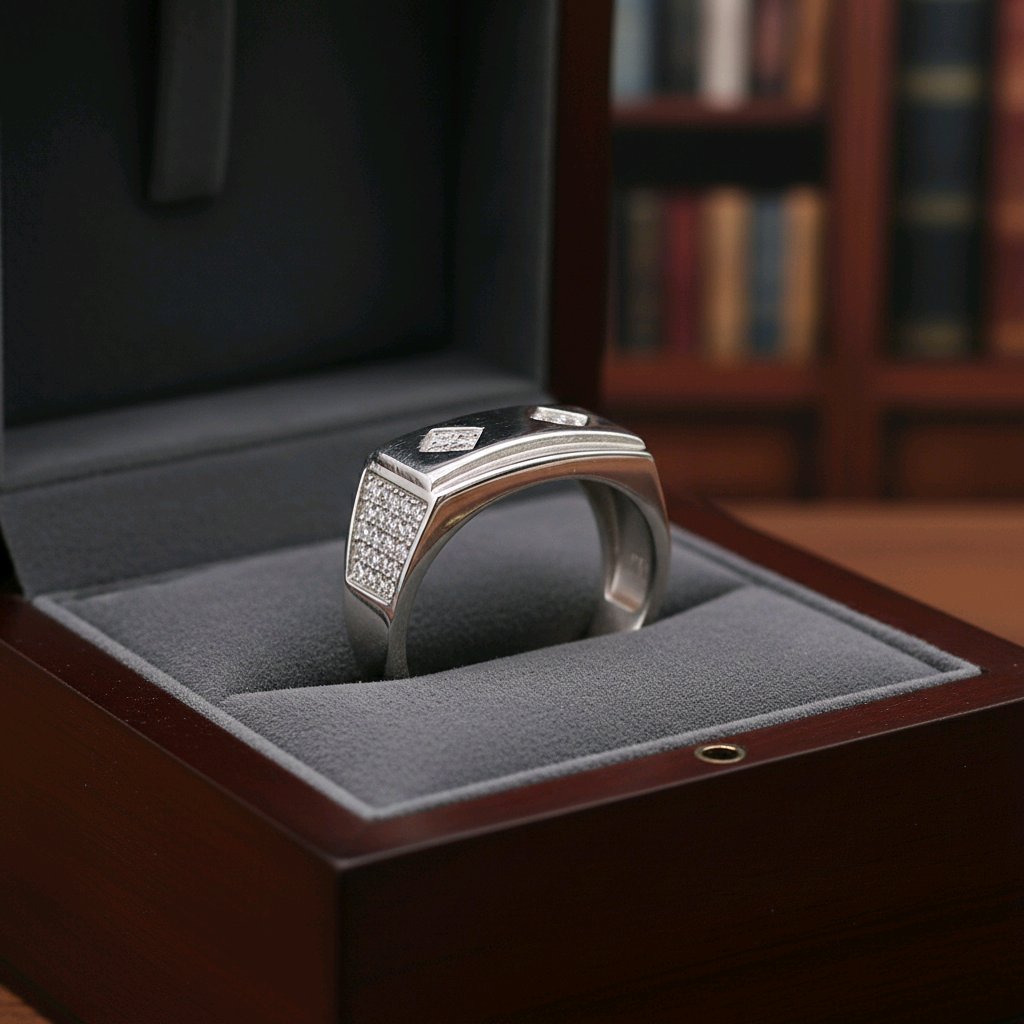 Royal Pavé Edge Silver Statement Ring