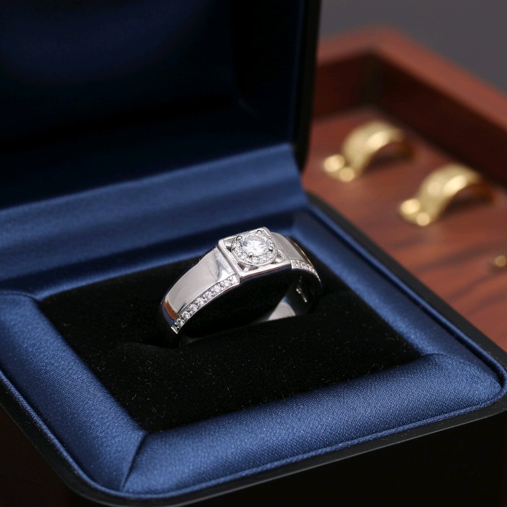 Royal Crest Solitaire Silver Ring
