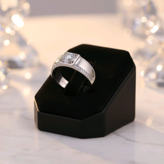 Royal Crest Solitaire Silver Ring